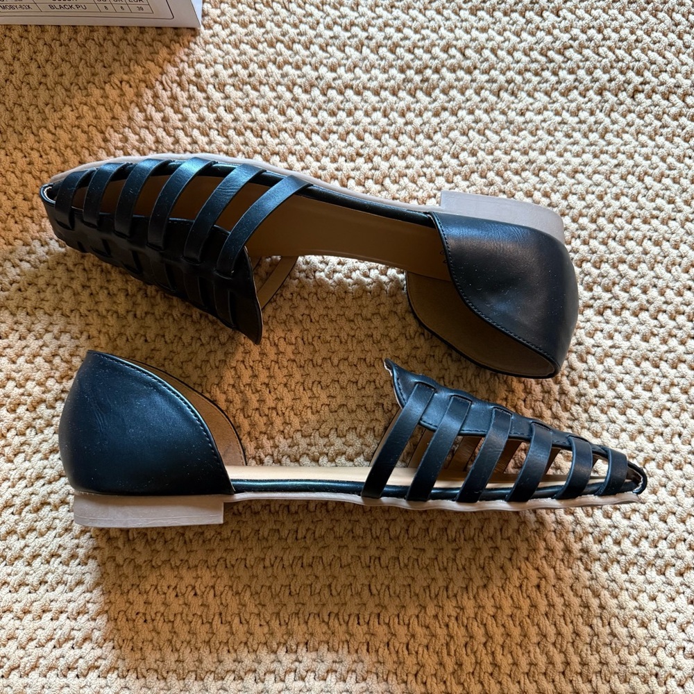 Qupid Black Strappy Loafers